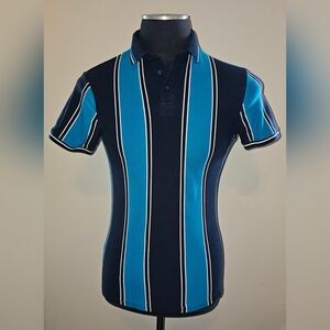 PRIMARK Blue Vertical Stripe Polo Top